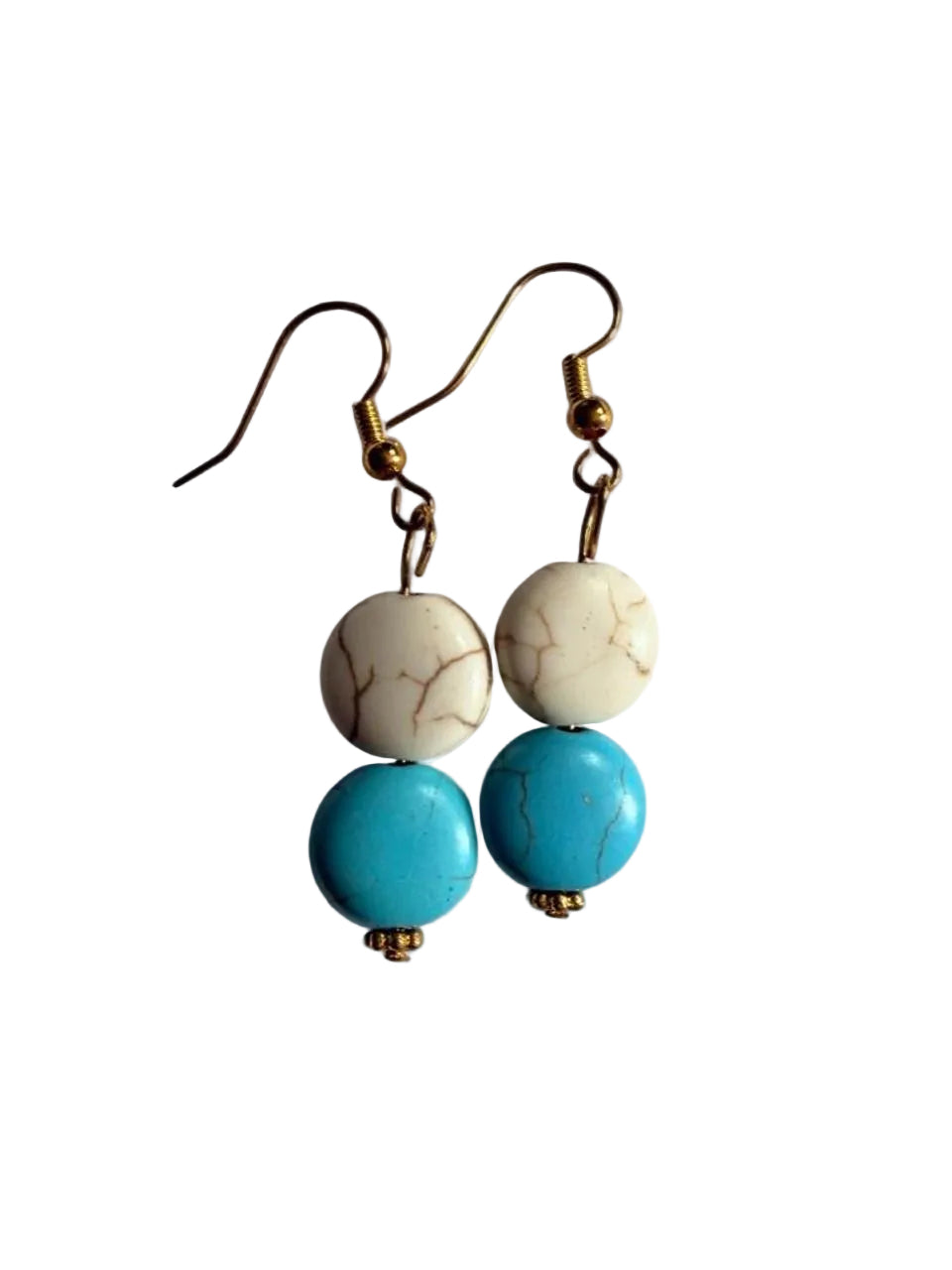 Turquoise & Ivory Beaded Statement Drop Earrings