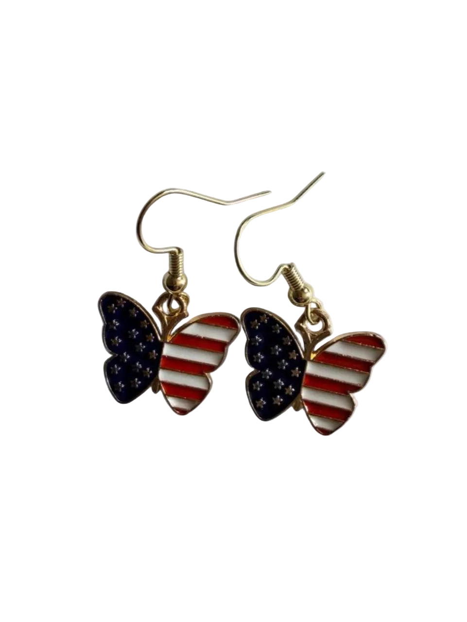 End of Summer Americana Butterfly Earrings - American Flag Butterfly Dangle