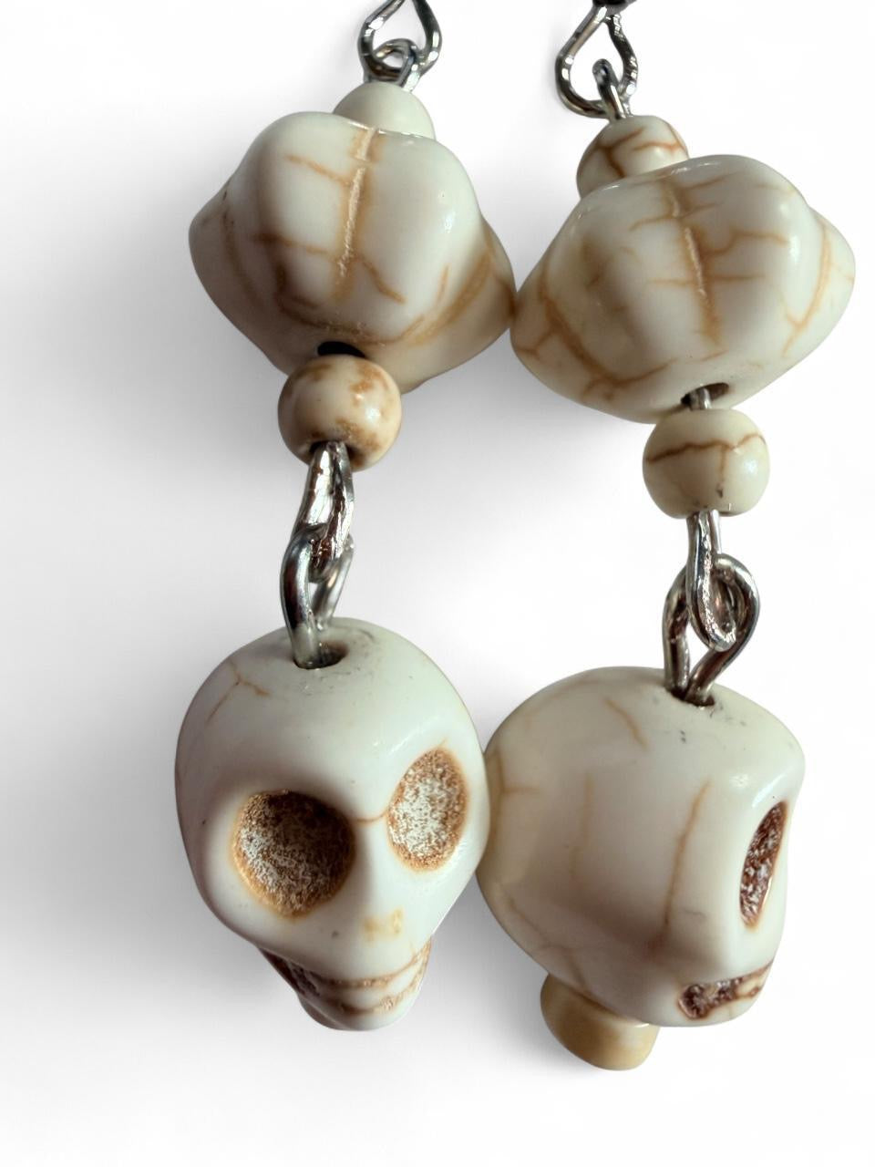Boo-tiful Howlite Skull Earrings | Halloween Dangle Earrings | Boo-tiful Souls Collection