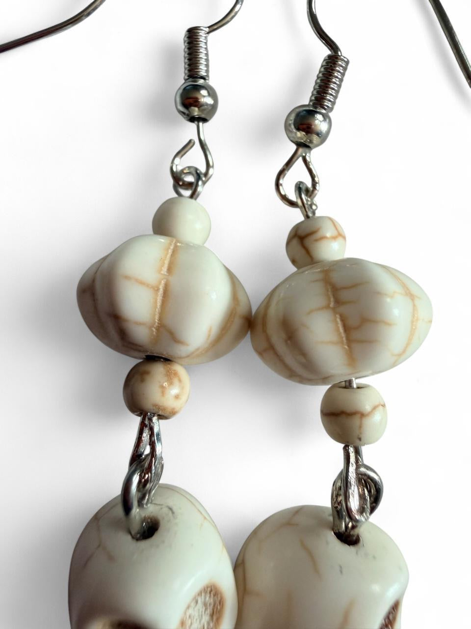 Boo-tiful Howlite Skull Earrings | Halloween Dangle Earrings | Boo-tiful Souls Collection